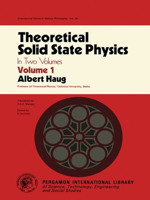 cover image of Theoretical Solid State Physics, Volume 1
